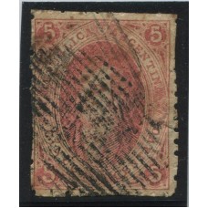 ARGENTINA 1864 GJ 19 RIVADAVIA ESTAMPILLA DE 1ra TIRADA CON MATASELLO 14 BARRAS DE VICTORIA U$ 30 + 200 %